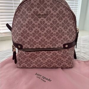 kate spade Pink Floral Pattern Mini Backpack with Dark Trim